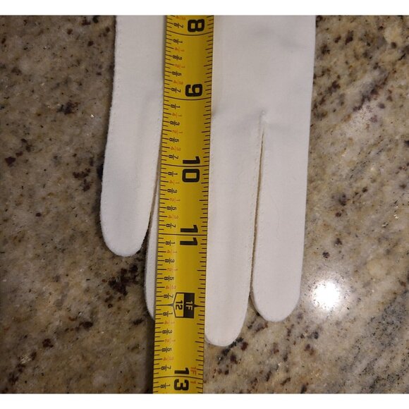 Vintage Size S 6.5 Ivory Cotton Beaded Waterfall Formal 12.5" Long Gloves - Picture 16 of 16